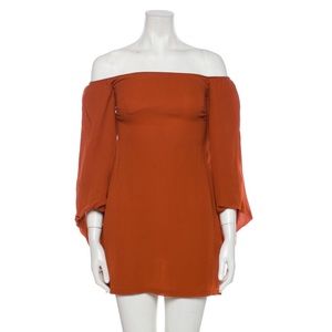 Reformation orange off the shoulder mini dress